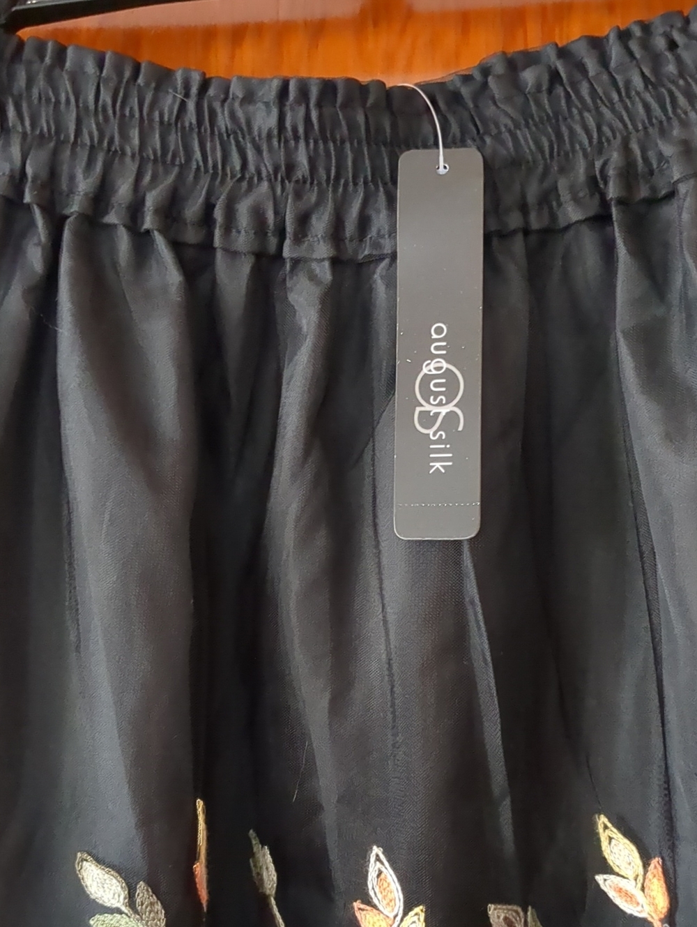 august silk Black Embroidered Circle Skirt